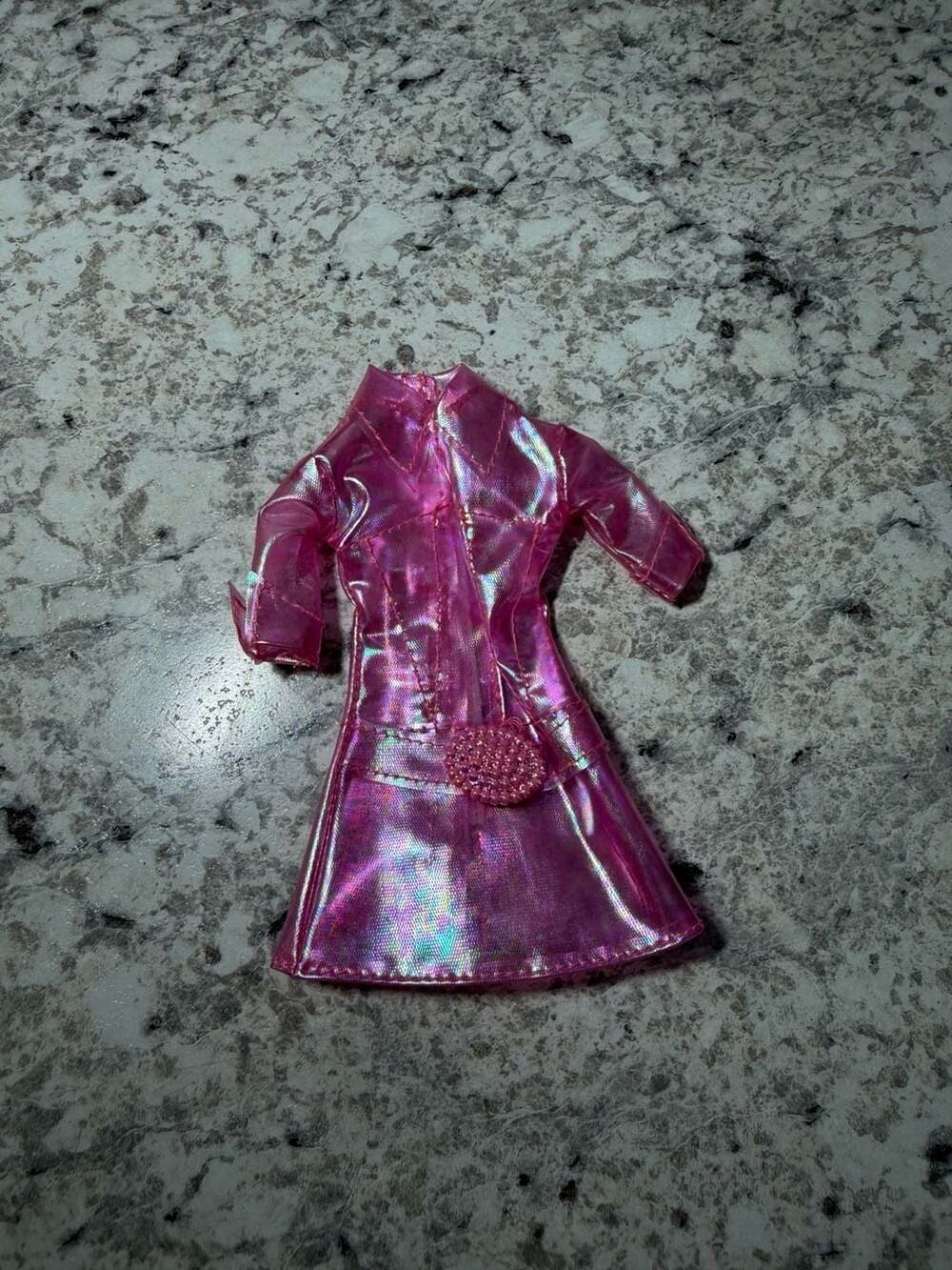 Barbie Doll Clothes Pink Metallic Raincoat Trench Coat 2002